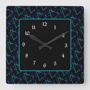 Reloj Cuadrado Patrón geométrico retro neón 3
