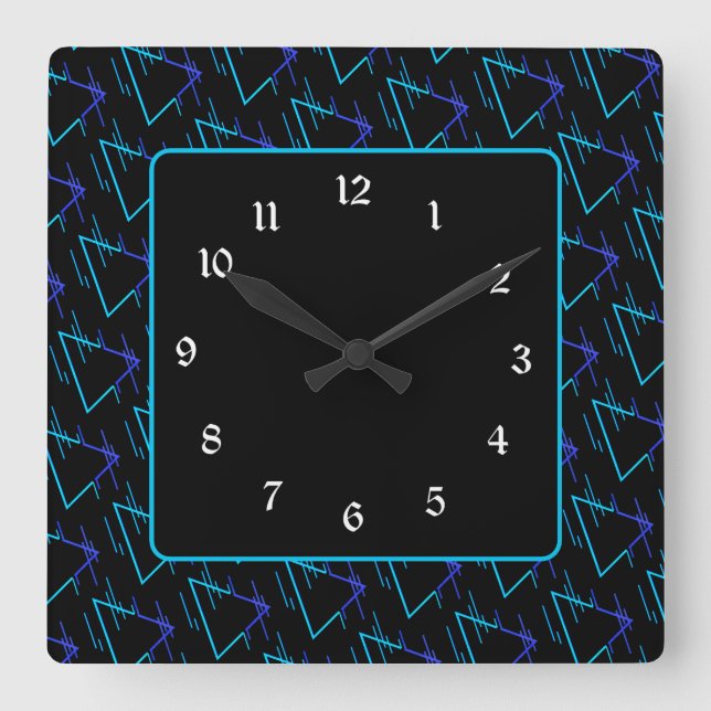 Reloj Cuadrado Patrón geométrico retro neón 3 (Anverso)
