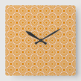 Reloj Cuadrado Patrón geométrico sin costuras naranja blanco