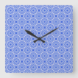 Reloj Cuadrado Patrón geométrico sin fisuras azul blanco