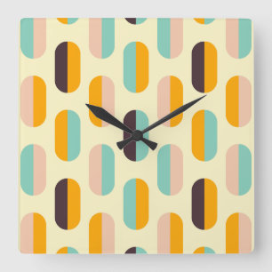Reloj Cuadrado Patrón geométrico sin fisuras en vibraciones retro