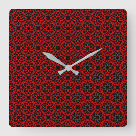 Reloj Cuadrado Patrón geométrico sin fisuras rojo y negro