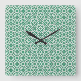 Reloj Cuadrado Patrón geométrico sin fisuras verde esmeralda y bl