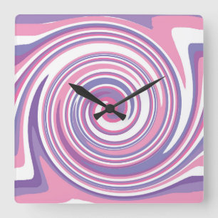 Reloj Cuadrado Patrón giratorio rosa y morado