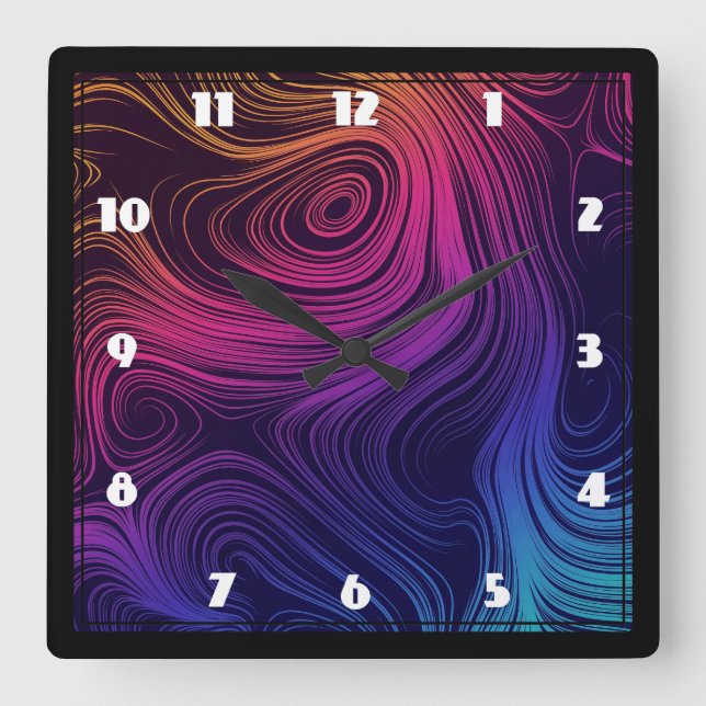 Reloj Cuadrado Patrón Guay de 60 círculos de vibración y Swirls (Anverso)