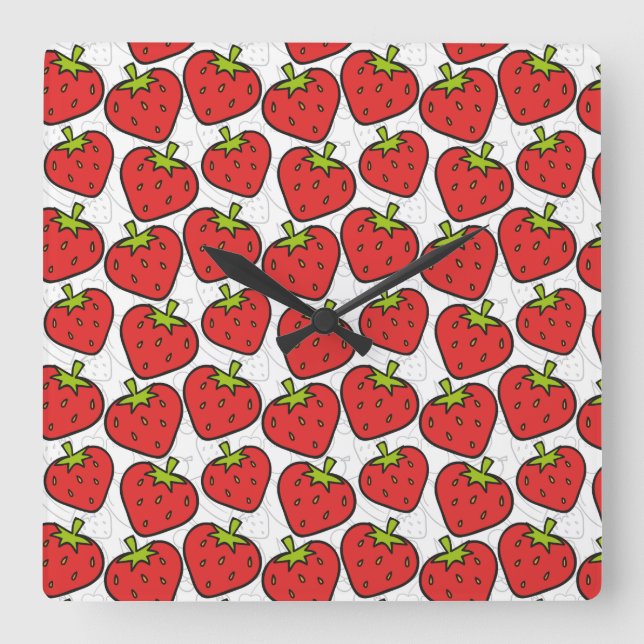 Reloj Cuadrado Patrón ininterrumpido de frutas | Patrón de superf (Anverso)