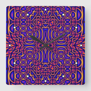 Reloj Cuadrado Patrón kaleidoscopio retro con puntos