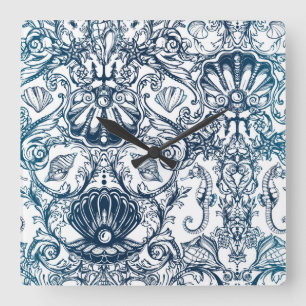 Reloj Cuadrado Patrón marino de vintage