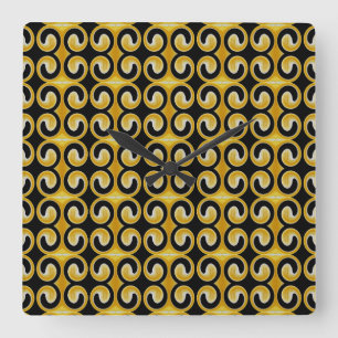 Reloj Cuadrado Patrón negro amarillo real de estilo