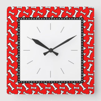 Reloj Cuadrado Patrón negro rojo de huesos de perro de Lover