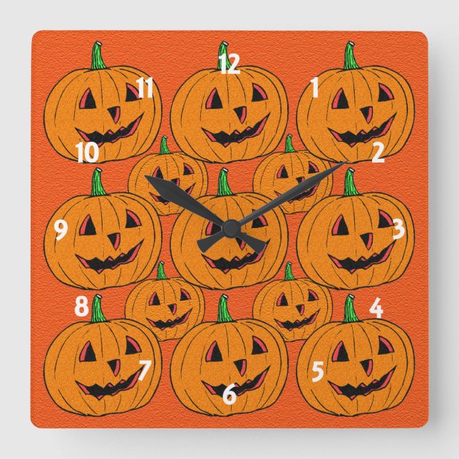 Reloj Cuadrado Patrón Personalizado de Jack feliz o Lantern (Anverso)