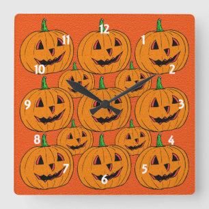 Reloj Cuadrado Patrón Personalizado de Jack feliz o Lantern