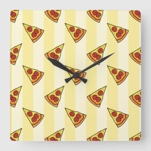 Reloj Cuadrado Patrón Pizza