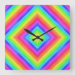 Reloj Cuadrado Patrón psicodélico cuadrado colorido ondulado