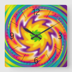 Reloj Cuadrado Patrón radial colorido