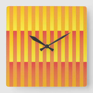 Reloj Cuadrado Patrón rayado amarillo naranja