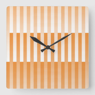 Reloj Cuadrado Patrón rayado blanco naranja