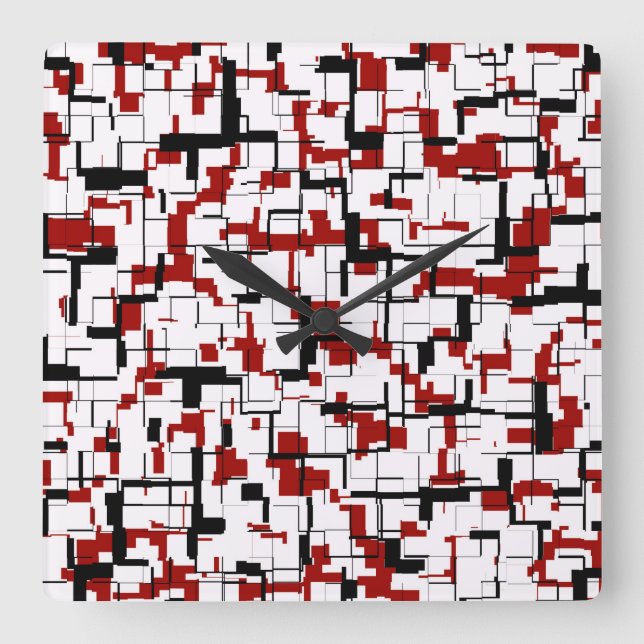 Reloj Cuadrado Patrón rojo blanco negro de camo digital (Anverso)