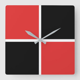 Reloj Cuadrado Patrón rojo, negro y blanco