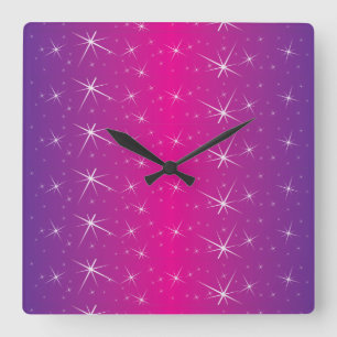 Reloj Cuadrado Patrón rosa estrella