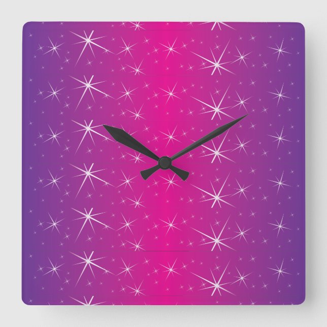 Reloj Cuadrado Patrón rosa estrella (Anverso)