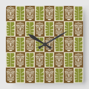 Reloj Cuadrado Patrón Tiki