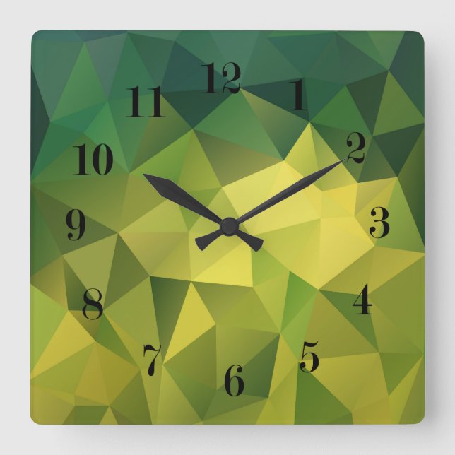 Reloj Cuadrado Patrón verde amarillo (Anverso)