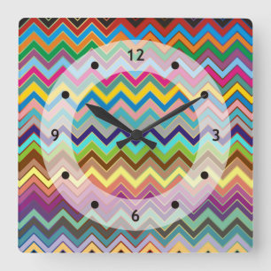 Reloj Cuadrado Patrón ZIGZAG - coloreado + tus ideas