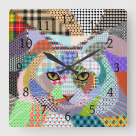 Reloj Cuadrado Patrones de gato 678 multicolor