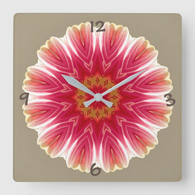 Reloj Cuadrado Patrones florales (Anverso)