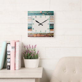 Reloj Cuadrado Patrones mezclados shabby chic