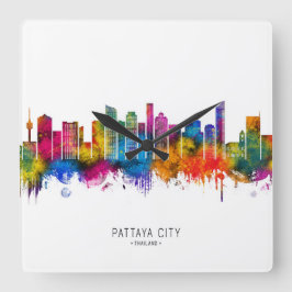 Reloj Cuadrado Pattaya Ciudad Tailandia horizonte