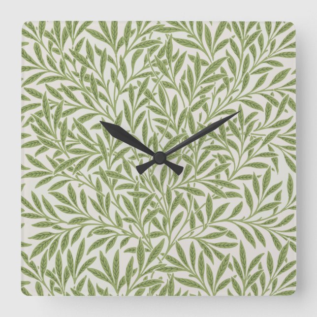 Reloj Cuadrado Pattern of green leafy branches  (Anverso)