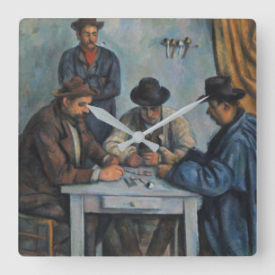 Reloj Cuadrado Paul Cezanne el   los jugadores de tarjeta