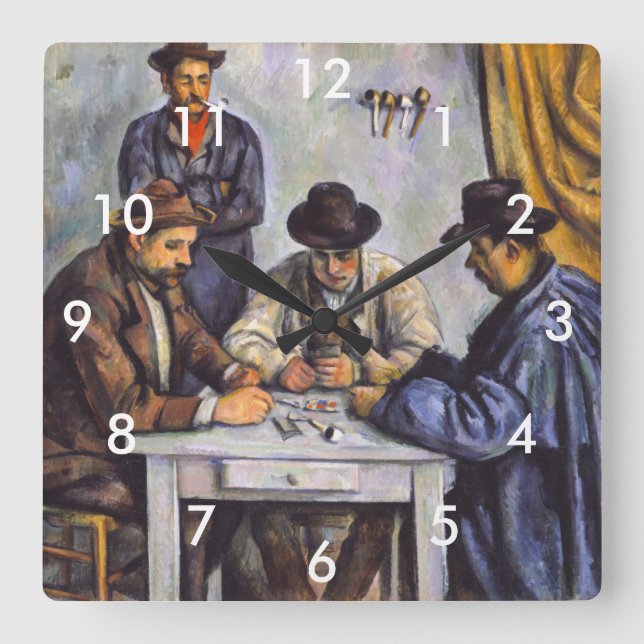Reloj Cuadrado Paul Cezanne - Los jugadores de cartas (Anverso)