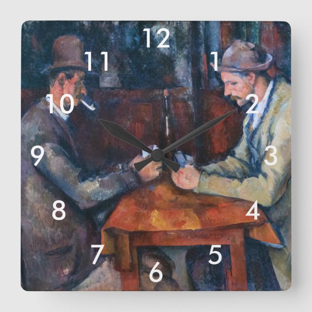 Reloj Cuadrado Paul Cezanne - Los jugadores de cartas (Anverso)