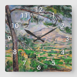 Reloj Cuadrado Paul Cezanne - Mont Sainte-Victoire y gran pino