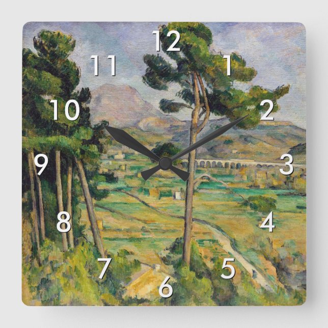 Reloj Cuadrado Paul Cezanne - Mont Sainte-Victoire y Viaducto (Anverso)
