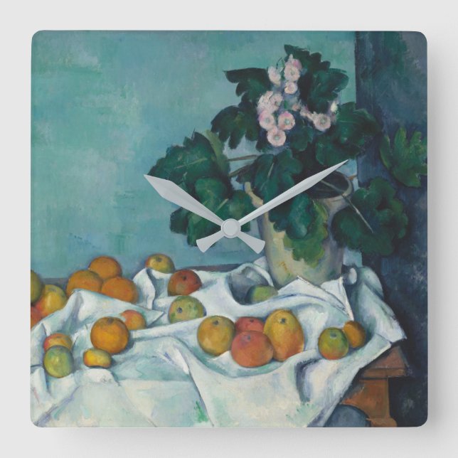 Reloj Cuadrado Paul Cezanne | Vida residual con manzanas y una ol (Anverso)