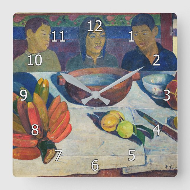 Reloj Cuadrado Paul Gauguin - La Comida / Los plátanos (Anverso)