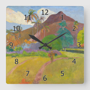 Reloj Cuadrado Paul Gauguin - Paisaje Tahitiano