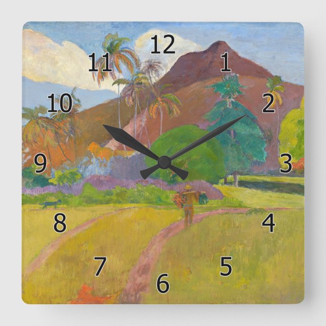Reloj Cuadrado Paul Gauguin - Paisaje Tahitiano (Anverso)