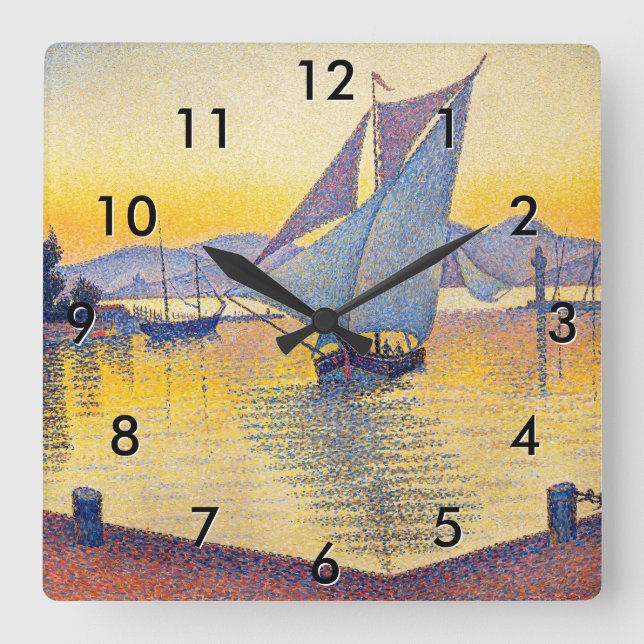 Reloj Cuadrado Paul Signac - El puerto al atardecer, Opus 236 (Anverso)