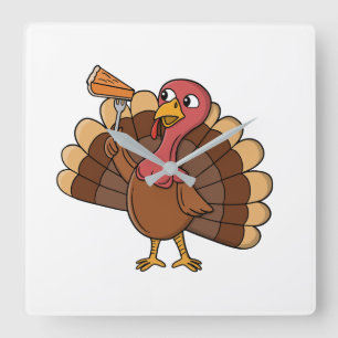 Reloj Cuadrado Pavo Con Rebanada De Tarta