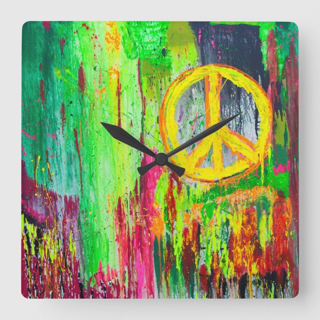 Reloj Cuadrado Paz en Times Square Wall Clock (Anverso)