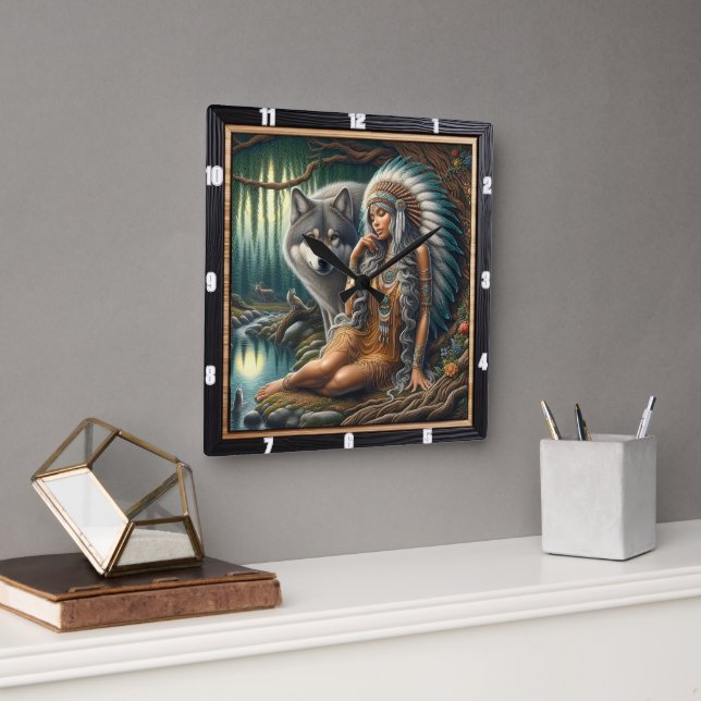 Reloj Cuadrado Paz nativa sin tiempo: arte de la quietud de los e (Oficina)