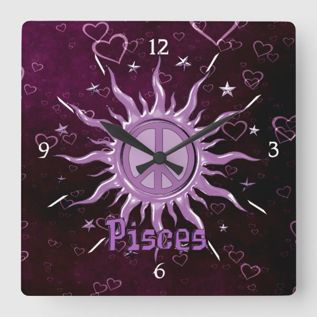 Reloj Cuadrado Paz Sun Piscis (Anverso)