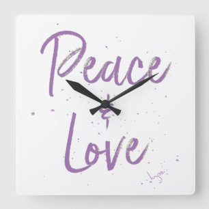 Reloj Cuadrado PEACE-and-Love-Purple
