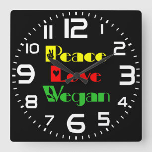 Reloj Cuadrado PEACE LOVE VEGAN Guay, Retro