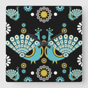 Reloj Cuadrado Peacock Art